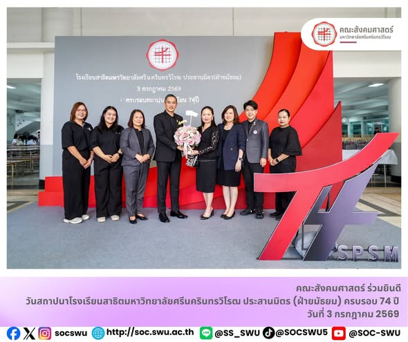 ผู้ช่วยศาสตราจารย์ ดร.ธันนิกานต์  สูญสิ้นภัย คณบดีคณะสังคมศาสตร์ พร้อมด้วยผู้บริหารคณะ ร่วมแสดงความยินดีเนื่องในโอกาสวันสถาปนาโรงเรียนสาธิตมหาวิทยาลัยศรีนครินทรวิโรฒ ประสานมิตร (ฝ่ายมัธยม)